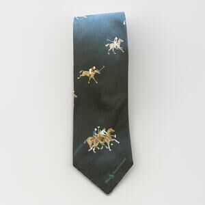 Polo Ralph Lauren Tie 100% Silk Equestrian Horse Player Vintage